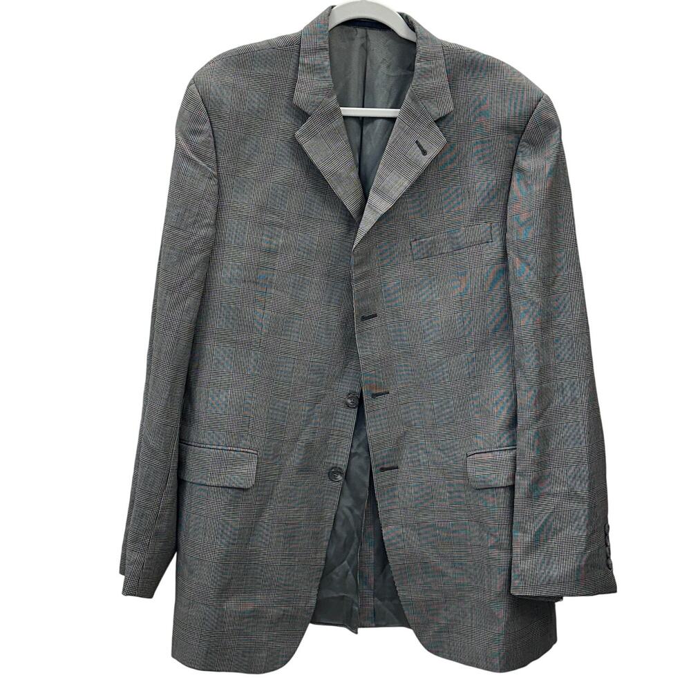 Vintage USA BURBERRYS Check Glen Plaid Wool Blazer Jacket Sport Coat 46